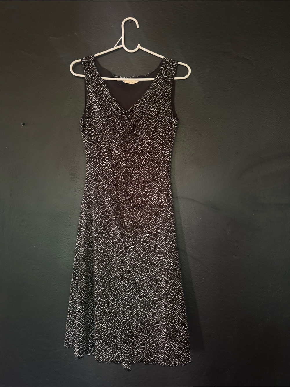 Max Studio Black and White Polka Dot V-Neck A-Line Dress